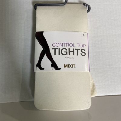 Mixit Solid Control Top Opaque Tights Large White